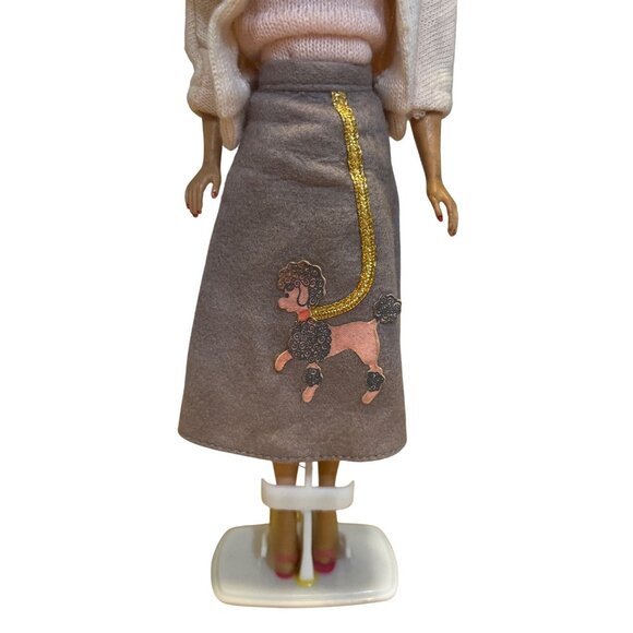 Vintage 1961 Bubble Cut Barbie Strawberry Blonde Japan Stamped Pink Sweater Set - Picture 3 of 8